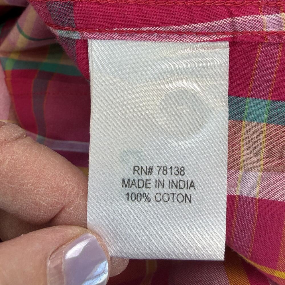 Ellen Orton Plaid Shirt Dress Pink M 74233 Preppy Prep Coastal Beach Colorful - Picture 11 of 13